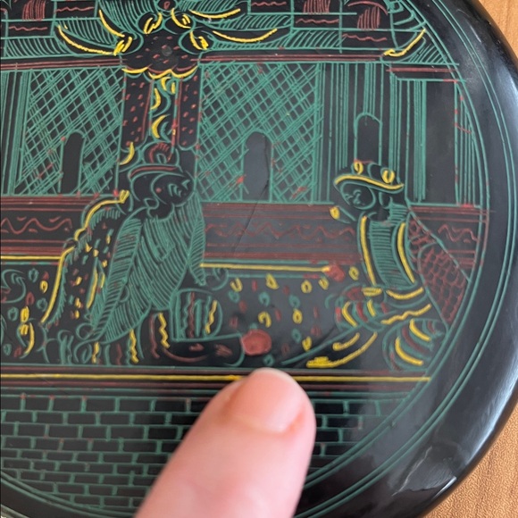 Chinese Vintage Lacquer Wear Coaster Set 4 Pieces - Picture 9 of 10